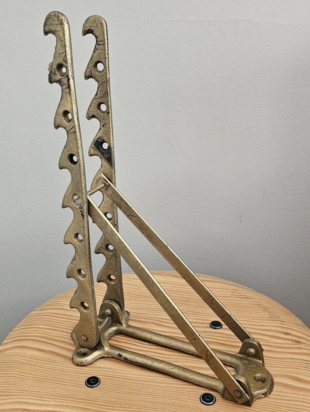Antique Cast Iron Bracket Tool Wall Rack Adjustable Hardware 19th Century Gold